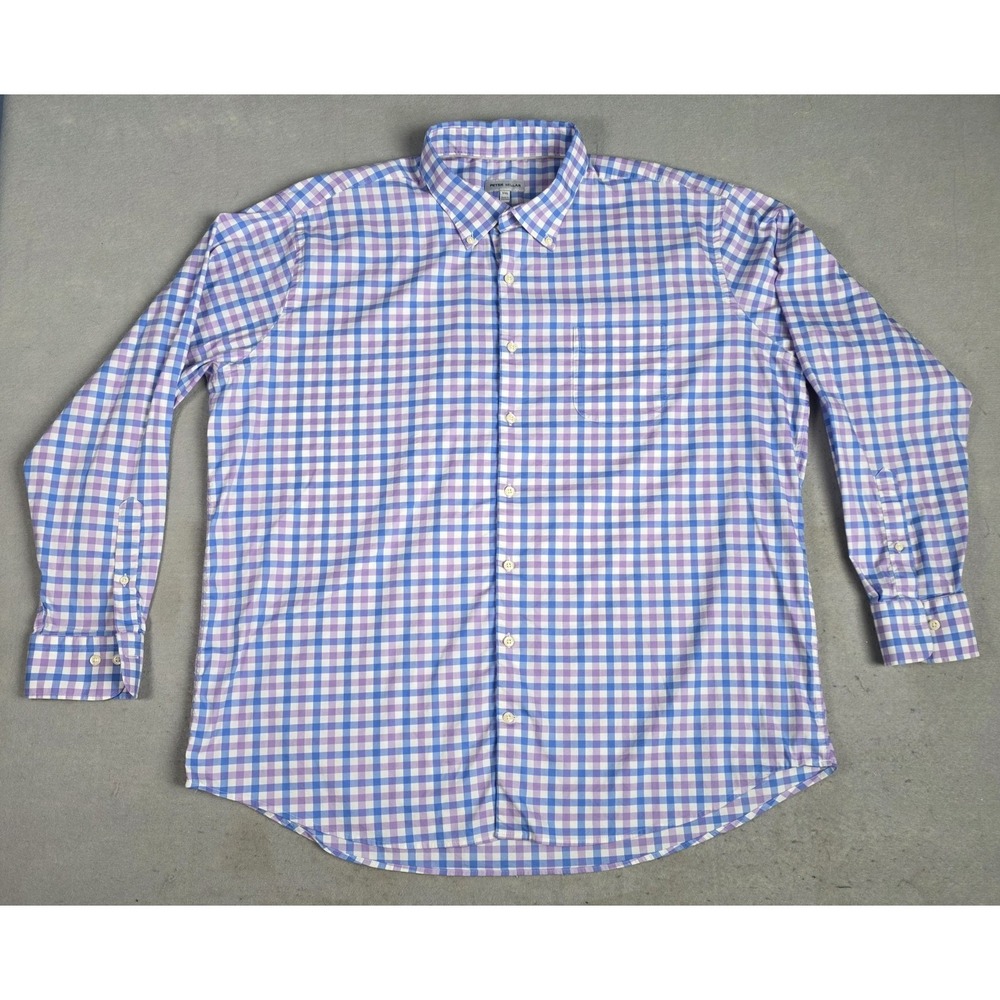 Men's Peter Millar Dress Shirt Long Sleeve XXL Plaid Button Down